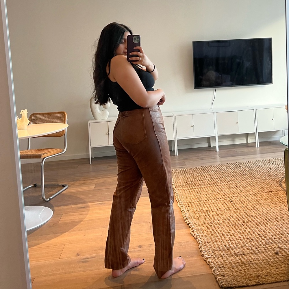 Brown Vintage 100% Leather Pant